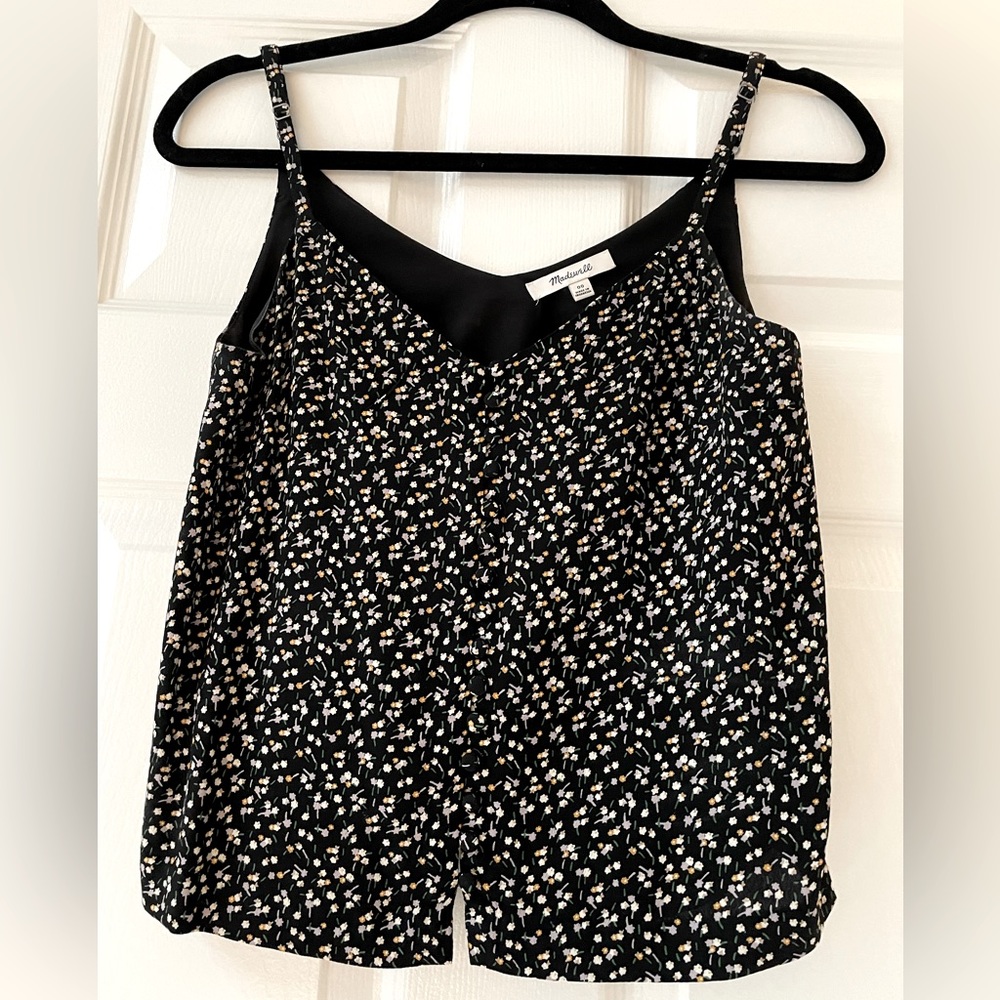 Cropped madewell black floral tank